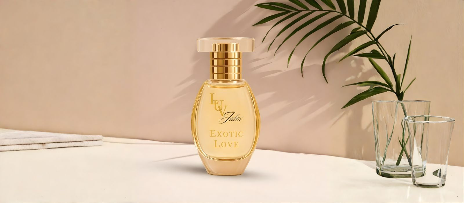 a bottle of perfume on a table